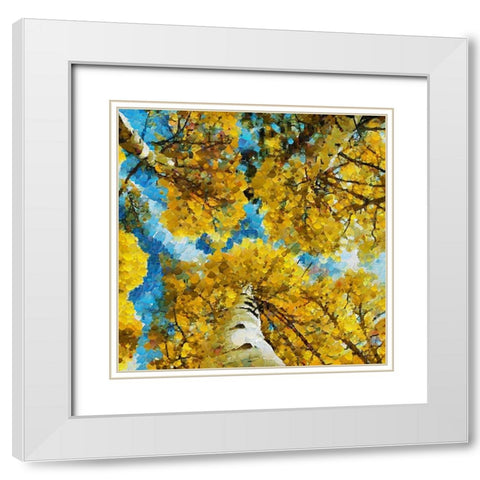 Collectio of Bloomin and Autumn Trees I White Modern Wood Framed Art Print with Double Matting by Medeiros, Celito