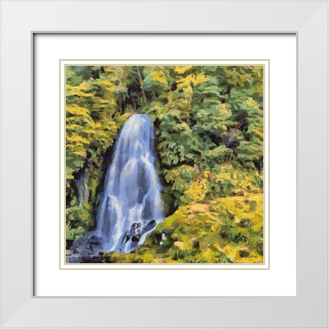 White Watterfall I White Modern Wood Framed Art Print with Double Matting by Medeiros, Celito