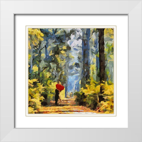 A Kiss in the Forest White Modern Wood Framed Art Print with Double Matting by Medeiros, Celito