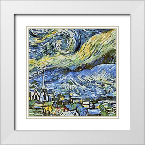 Van Gogh image White Modern Wood Framed Art Print with Double Matting by Medeiros, Celito