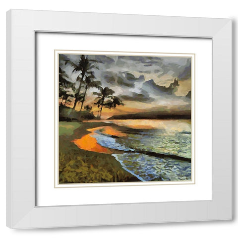 Clouds over the Beach White Modern Wood Framed Art Print with Double Matting by Medeiros, Celito
