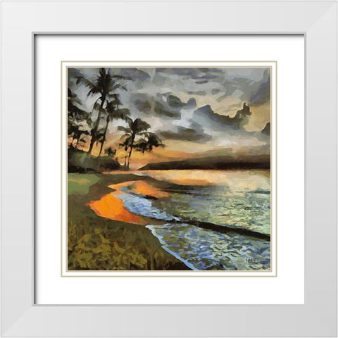 Clouds over the Beach White Modern Wood Framed Art Print with Double Matting by Medeiros, Celito