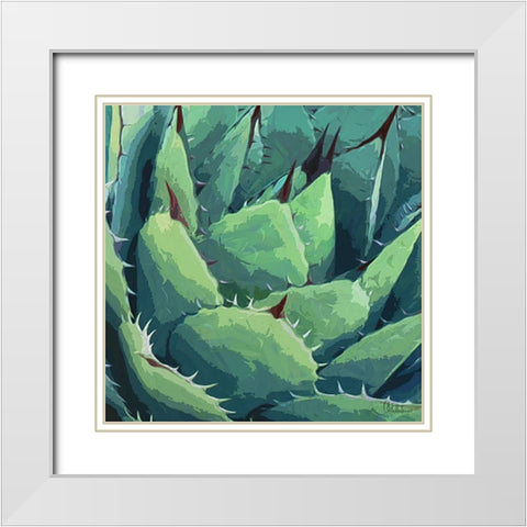 A Green Cactus White Modern Wood Framed Art Print with Double Matting by Medeiros, Celito