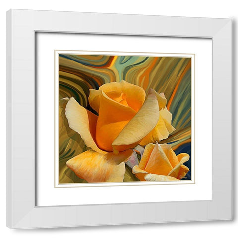 Yellow Rose with Abstract Background White Modern Wood Framed Art Print with Double Matting by Medeiros, Celito