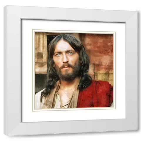 Jesus II White Modern Wood Framed Art Print with Double Matting by Medeiros, Celito