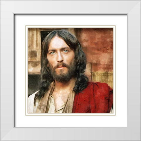 Jesus II White Modern Wood Framed Art Print with Double Matting by Medeiros, Celito