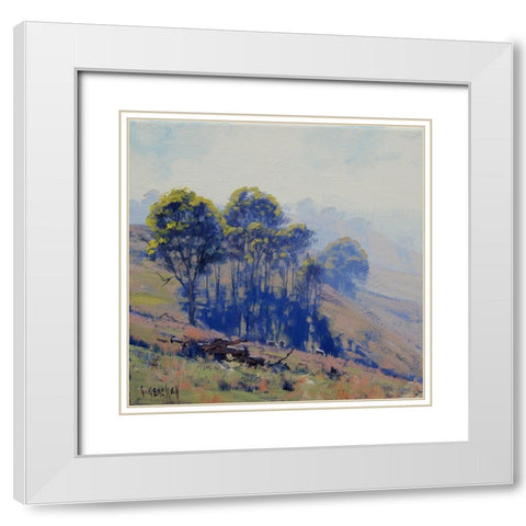 Hazy Hillscape White Modern Wood Framed Art Print with Double Matting by Gercken, Graham