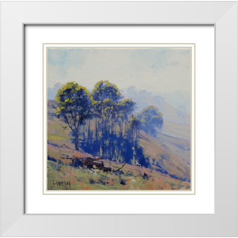 Hazy Hillscape White Modern Wood Framed Art Print with Double Matting by Gercken, Graham