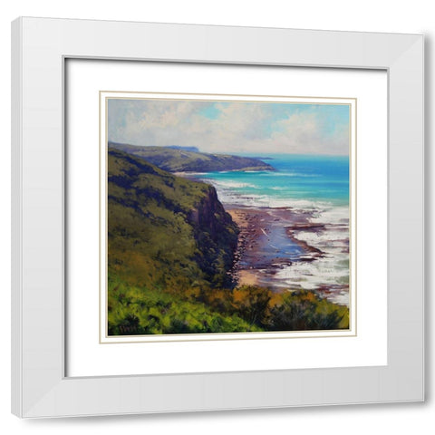 Munmorah Coastline White Modern Wood Framed Art Print with Double Matting by Gercken, Graham
