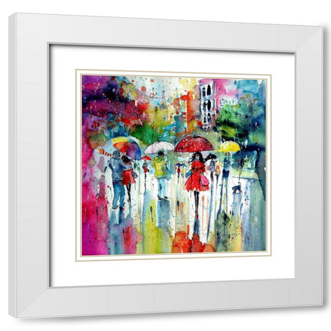 Raining, raining White Modern Wood Framed Art Print with Double Matting by Kovacs, Anna Brigite