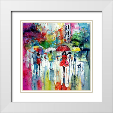 Raining, raining White Modern Wood Framed Art Print with Double Matting by Kovacs, Anna Brigite