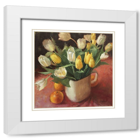 The Tulips White Modern Wood Framed Art Print with Double Matting by Strube, Ling