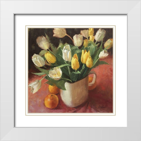 The Tulips White Modern Wood Framed Art Print with Double Matting by Strube, Ling