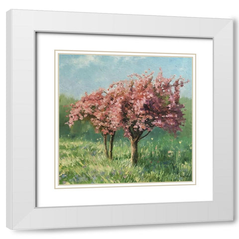 Spring Story White Modern Wood Framed Art Print with Double Matting by Strube, Ling
