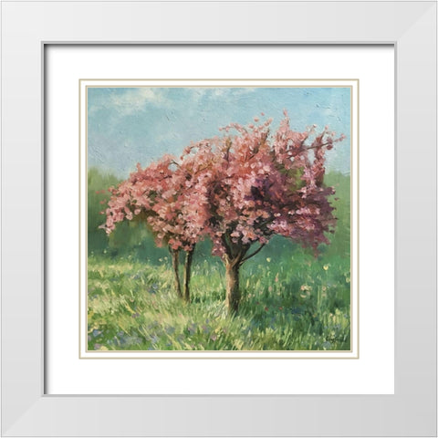 Spring Story White Modern Wood Framed Art Print with Double Matting by Strube, Ling