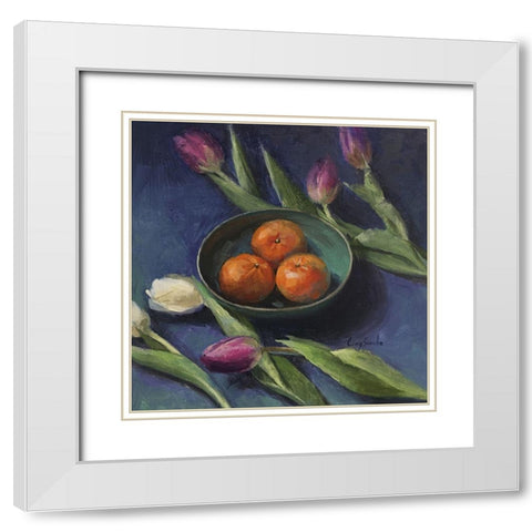 The Three Oranges White Modern Wood Framed Art Print with Double Matting by Strube, Ling