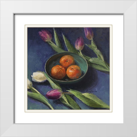 The Three Oranges White Modern Wood Framed Art Print with Double Matting by Strube, Ling