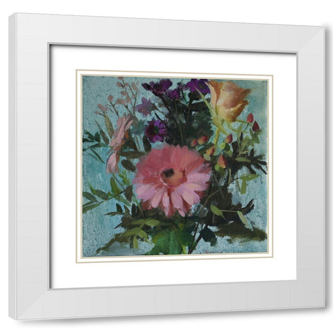 Gerbera White Modern Wood Framed Art Print with Double Matting by Strube, Ling