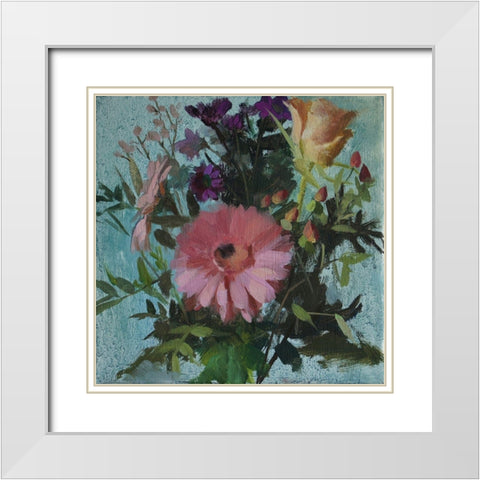 Gerbera White Modern Wood Framed Art Print with Double Matting by Strube, Ling