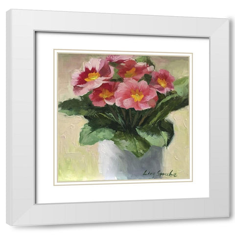 Primroses White Modern Wood Framed Art Print with Double Matting by Strube, Ling