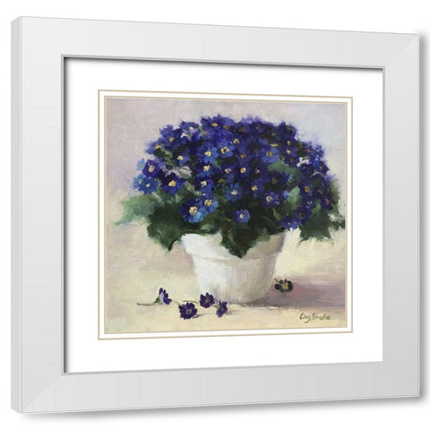 Purple Flowers White Modern Wood Framed Art Print with Double Matting by Strube, Ling