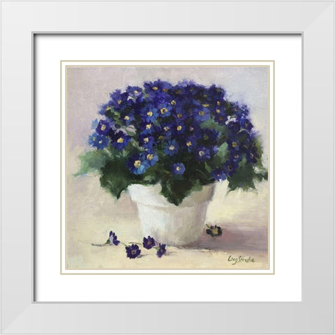 Purple Flowers White Modern Wood Framed Art Print with Double Matting by Strube, Ling