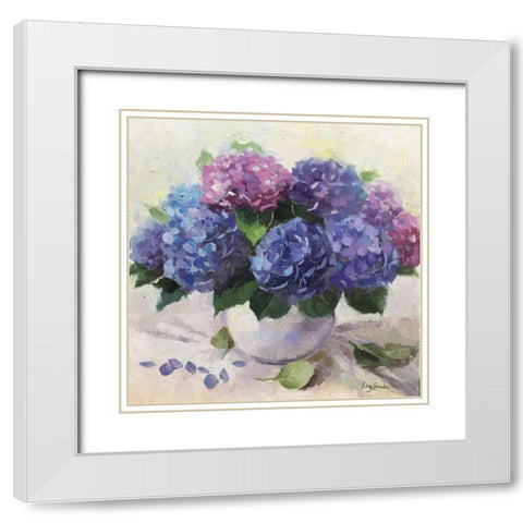 Forever Hydrangea White Modern Wood Framed Art Print with Double Matting by Strube, Ling
