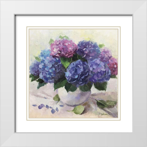 Forever Hydrangea White Modern Wood Framed Art Print with Double Matting by Strube, Ling