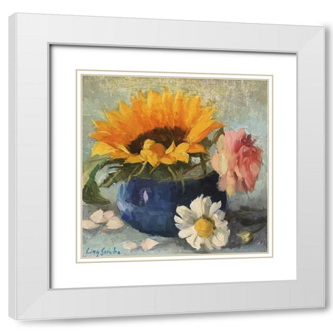 Summer Flowers White Modern Wood Framed Art Print with Double Matting by Strube, Ling
