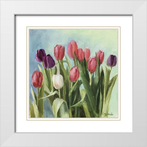 Tulips II White Modern Wood Framed Art Print with Double Matting by Strube, Ling