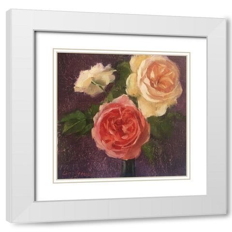 The Roses White Modern Wood Framed Art Print with Double Matting by Strube, Ling