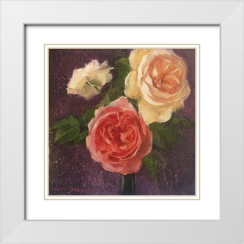 The Roses White Modern Wood Framed Art Print with Double Matting by Strube, Ling