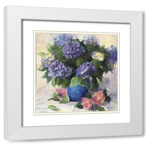 The Charm of Hydrangea White Modern Wood Framed Art Print with Double Matting by Strube, Ling