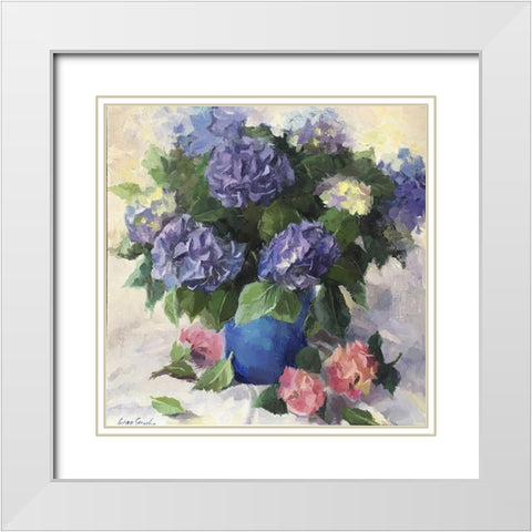 The Charm of Hydrangea White Modern Wood Framed Art Print with Double Matting by Strube, Ling