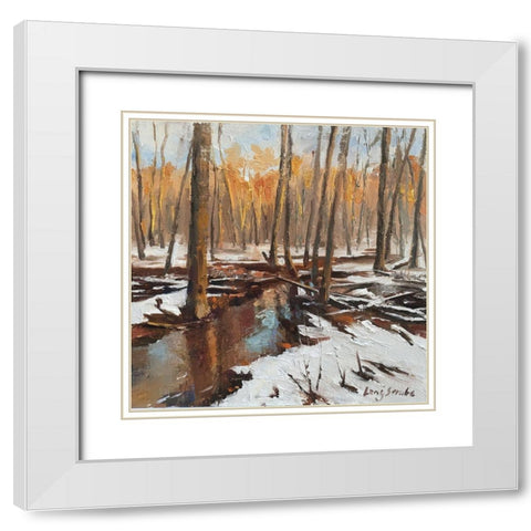 An Evening in Winter White Modern Wood Framed Art Print with Double Matting by Strube, Ling