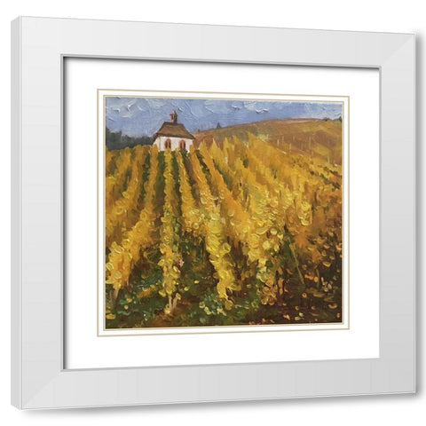 Grapes Field in Autumn White Modern Wood Framed Art Print with Double Matting by Strube, Ling