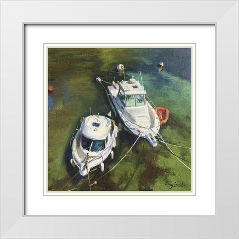 Two White Boats White Modern Wood Framed Art Print with Double Matting by Strube, Ling