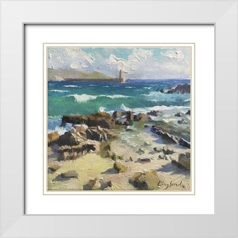 Sound of Sea White Modern Wood Framed Art Print with Double Matting by Strube, Ling
