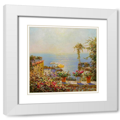 Sun coast  on Positano White Modern Wood Framed Art Print with Double Matting by Obuchovsky, Yury
