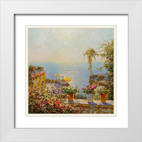 Sun coast  on Positano White Modern Wood Framed Art Print with Double Matting by Obuchovsky, Yury