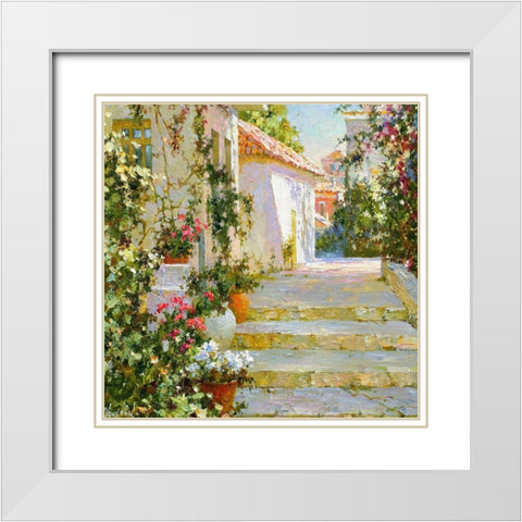 Stone Street White Modern Wood Framed Art Print with Double Matting by Obuchovsky, Yury