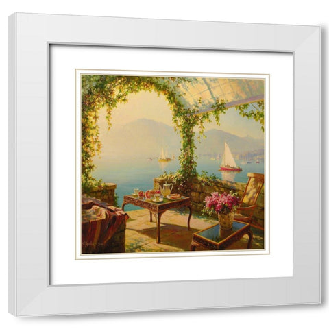 Porch by the Sea White Modern Wood Framed Art Print with Double Matting by Obuchovsky, Yury
