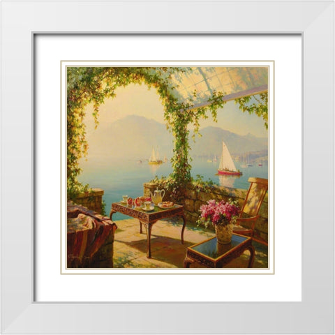 Porch by the Sea White Modern Wood Framed Art Print with Double Matting by Obuchovsky, Yury