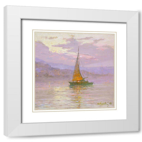 The Sail White Modern Wood Framed Art Print with Double Matting by Obuchovsky, Yury