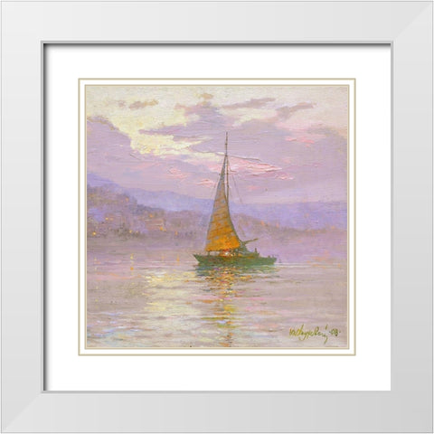The Sail White Modern Wood Framed Art Print with Double Matting by Obuchovsky, Yury