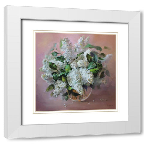 White Lilac White Modern Wood Framed Art Print with Double Matting by Rogozina, Svetlana