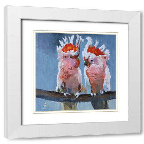 Parrots II White Modern Wood Framed Art Print with Double Matting by Rogozina, Svetlana