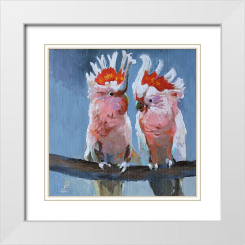 Parrots II White Modern Wood Framed Art Print with Double Matting by Rogozina, Svetlana