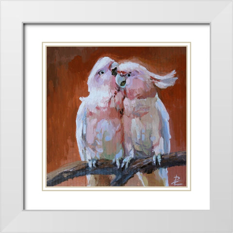 Parrots III White Modern Wood Framed Art Print with Double Matting by Rogozina, Svetlana