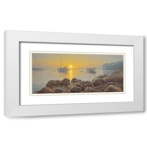 Sunrise White Modern Wood Framed Art Print with Double Matting by Adamov, Alexey